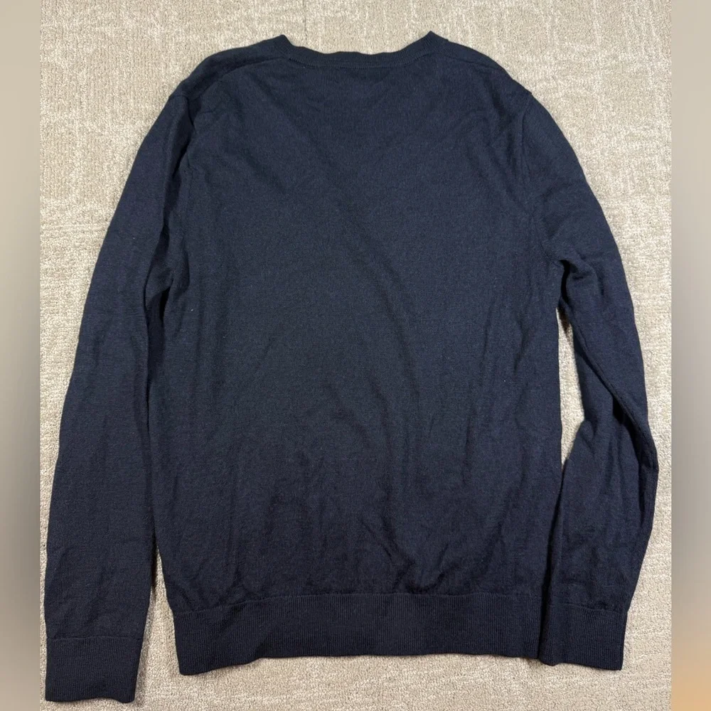 Banana Republic 100% Merino Wool Casual V-Neck Blue Sweater Men Size M